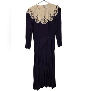 Vintage 80s Retro Marie St. Claire Victorian Style Cottagecore Maxi Dress Sz 10